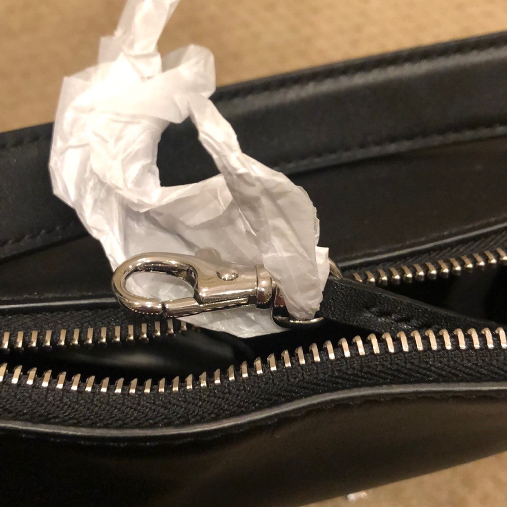 NWOT Michael Kors Black Bag, Silver Tile Front - Picture 7 of 8